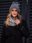 Warm women\'s set with a scarf, light gray and black C34 - Online store - Boutique